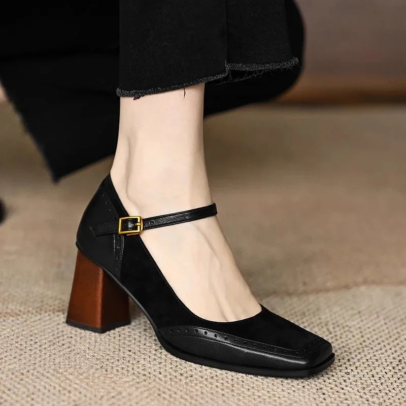 VELATTA — Leather Block Heels