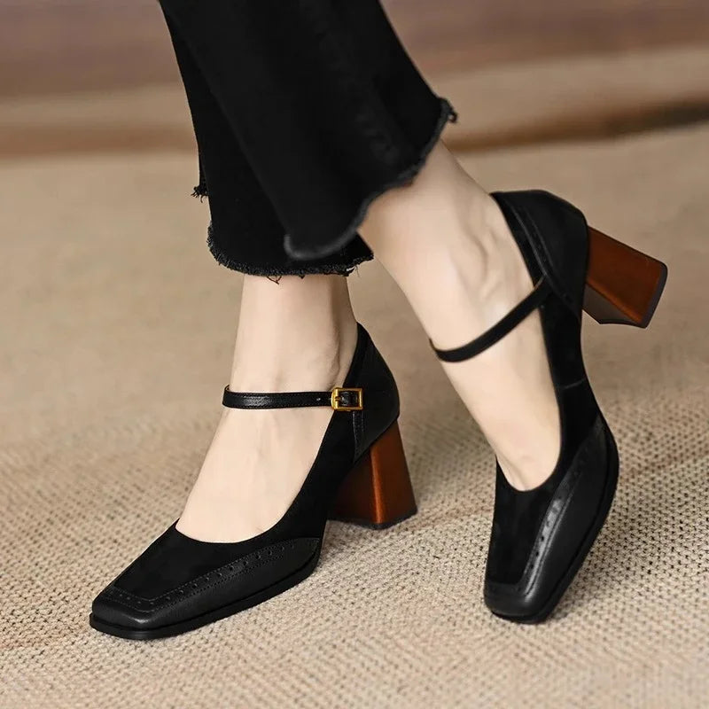 VELATTA — Leather Block Heels