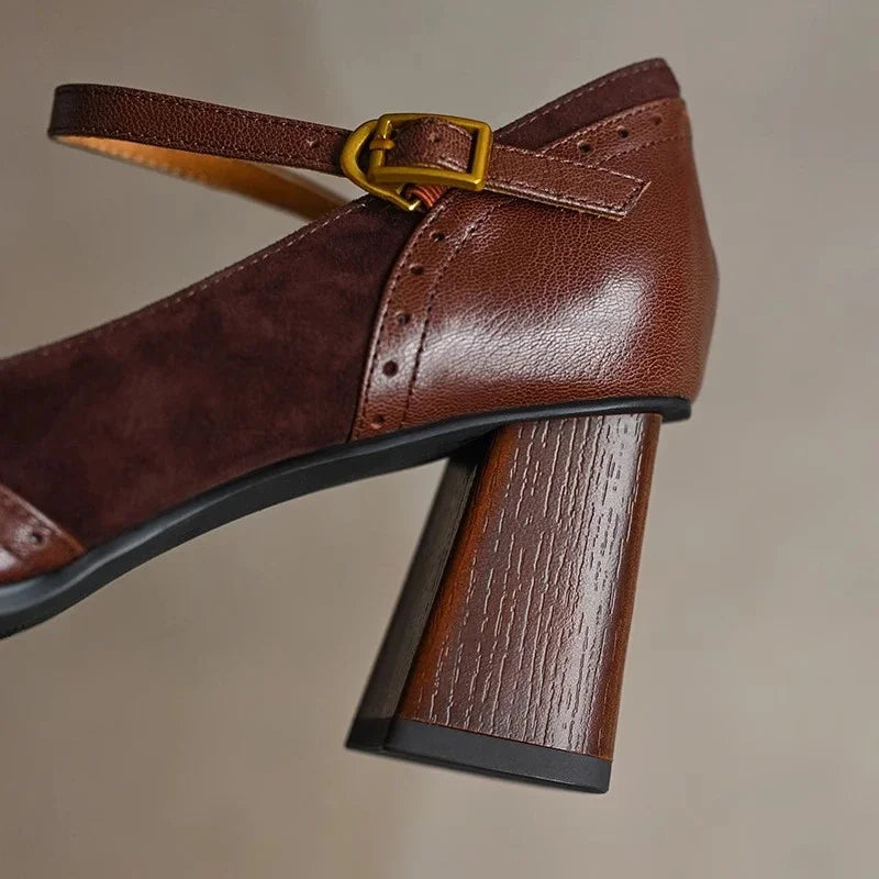 VELATTA — Leather Block Heels