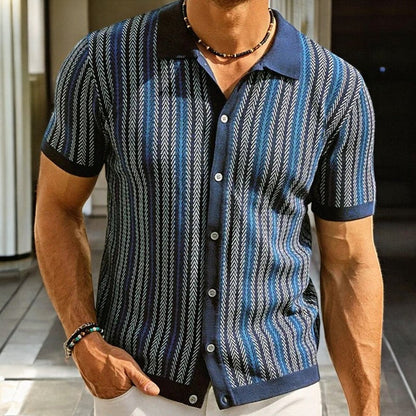 ALVARO — Organic Cotton Blend Herringbone Button-Down Shirt