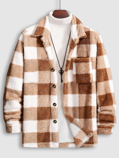 HARROWCLIFF — Plaid Luxe Faux Fur Jacket