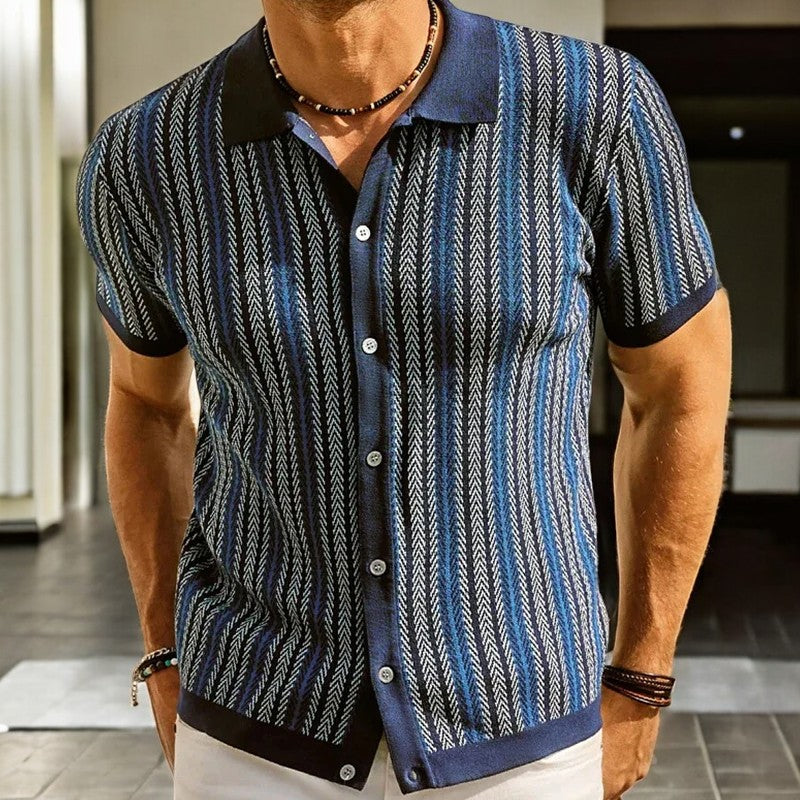 ALVARO — Organic Cotton Blend Herringbone Button-Down Shirt