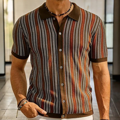 ALVARO — Organic Cotton Blend Herringbone Button-Down Shirt