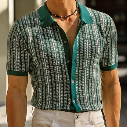 ALVARO — Organic Cotton Blend Herringbone Button-Down Shirt