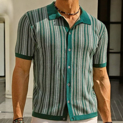 ALVARO — Organic Cotton Blend Herringbone Button-Down Shirt