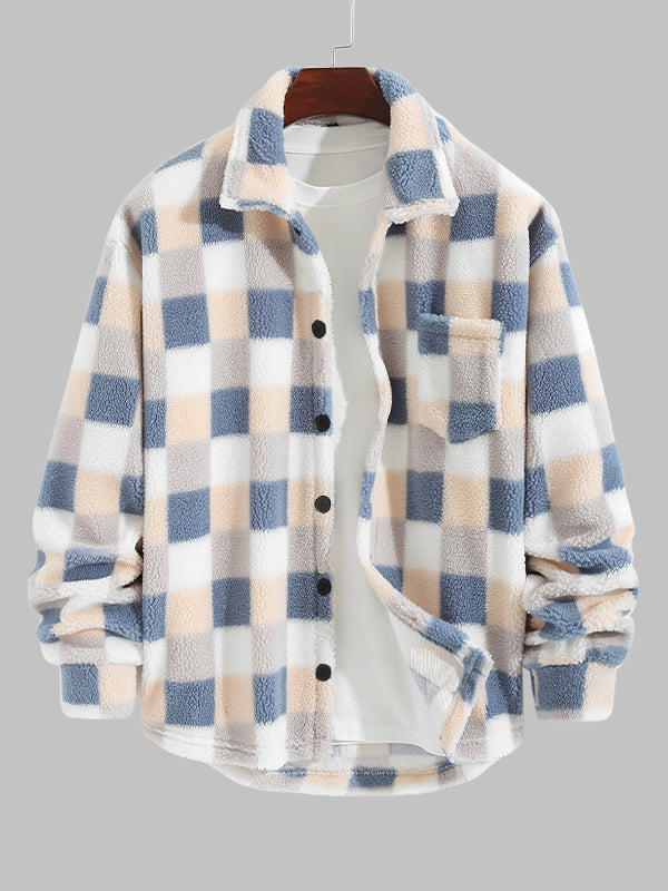 HARROWCLIFF — Plaid Luxe Faux Fur Jacket
