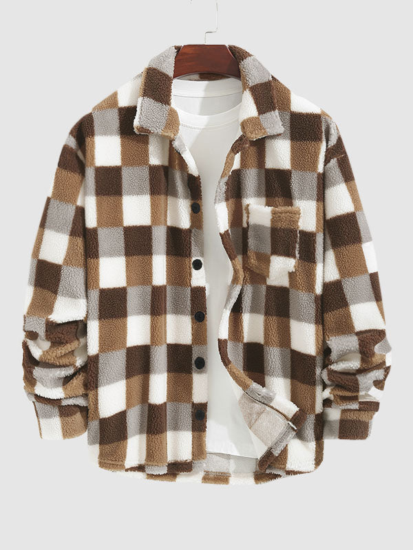 HARROWCLIFF — Plaid Luxe Faux Fur Jacket