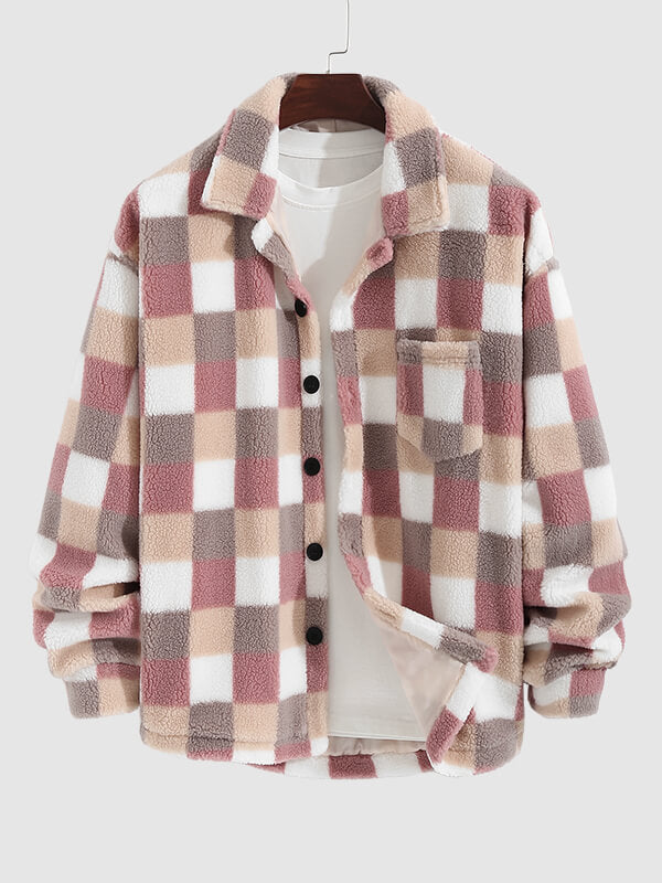 HARROWCLIFF — Plaid Luxe Faux Fur Jacket
