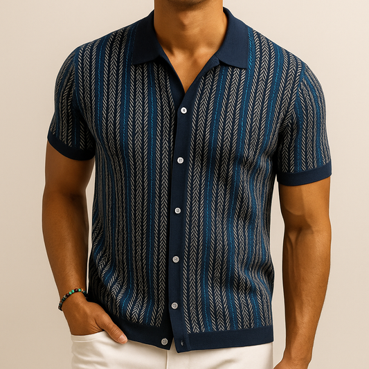 ALVARO — Organic Cotton Blend Herringbone Button-Down Shirt