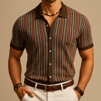 ALVARO — Organic Cotton Blend Herringbone Button-Down Shirt