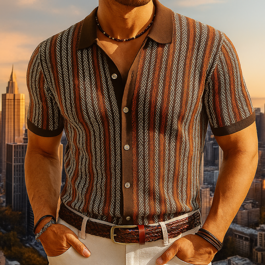 ALVARO — Organic Cotton Blend Herringbone Button-Down Shirt