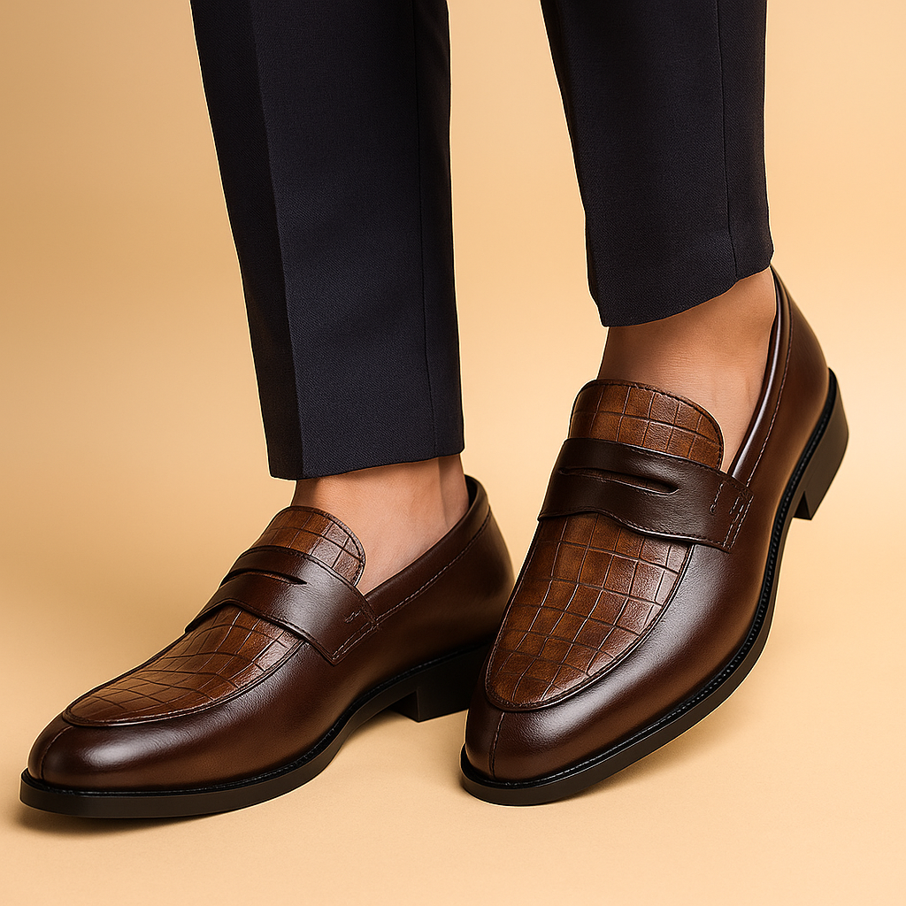 CASSIAN — Croc-Embossed Dress Shoes