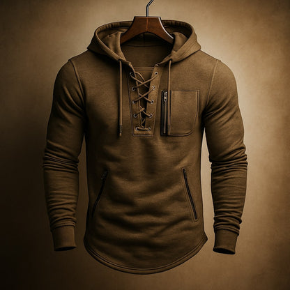 SERAFINO — Lace-Front Hooded Pullover