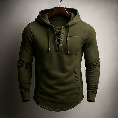 SERAFINO — Lace-Front Hooded Pullover