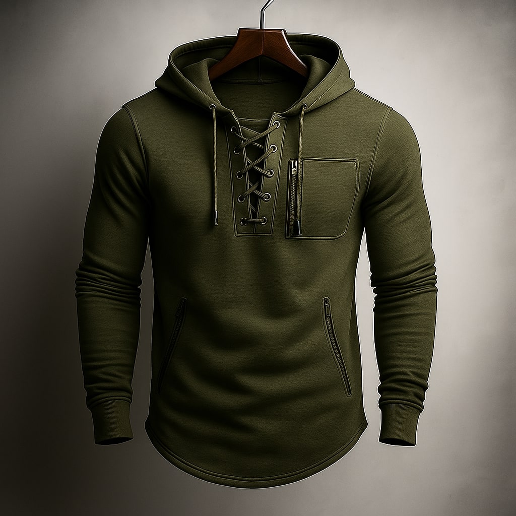 SERAFINO — Lace-Front Hooded Pullover