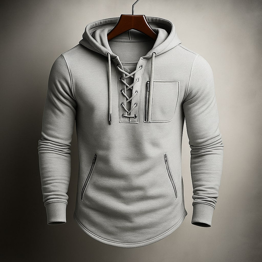SERAFINO — Lace-Front Hooded Pullover