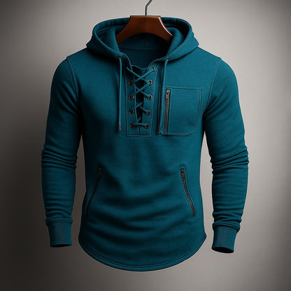 SERAFINO — Lace-Front Hooded Pullover