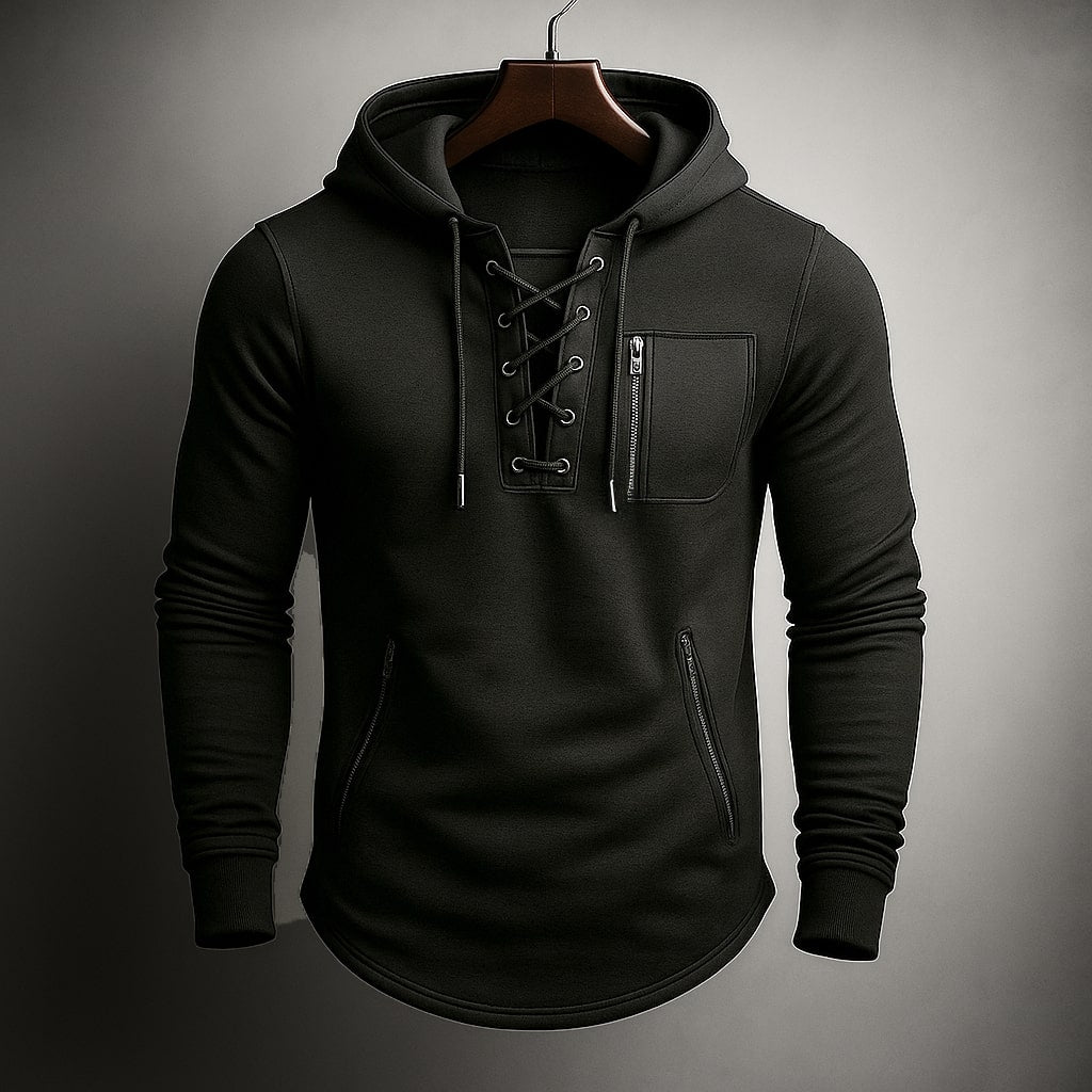 SERAFINO — Lace-Front Hooded Pullover