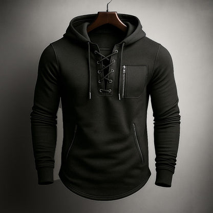 SERAFINO — Lace-Front Hooded Pullover