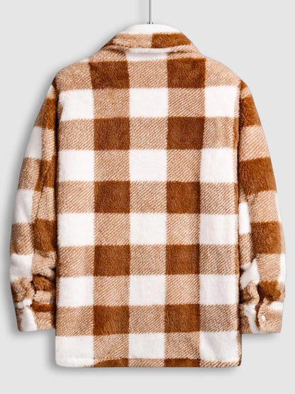 HARROWCLIFF — Plaid Luxe Faux Fur Jacket