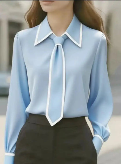 CALIANA — Contrast Tie Blouse