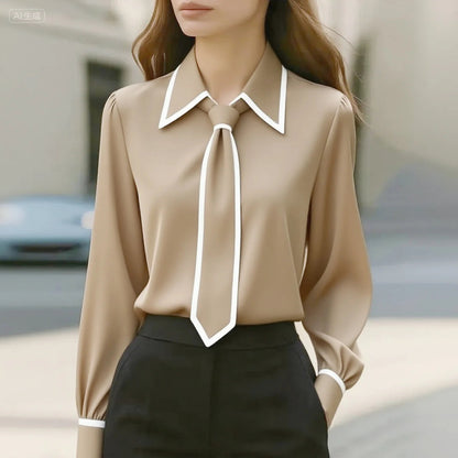 CALIANA — Contrast Tie Blouse