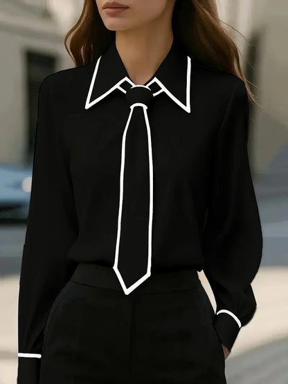 CALIANA — Contrast Tie Blouse