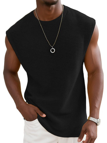 ZONNIGA — Gele Wafel Tanktop incontra Brede Schouders