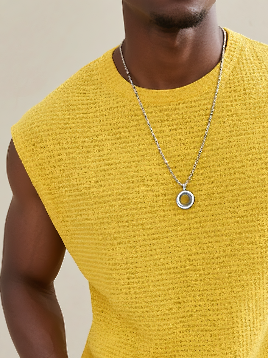 ZONNIGA — Gele Wafel Tanktop incontra Brede Schouders