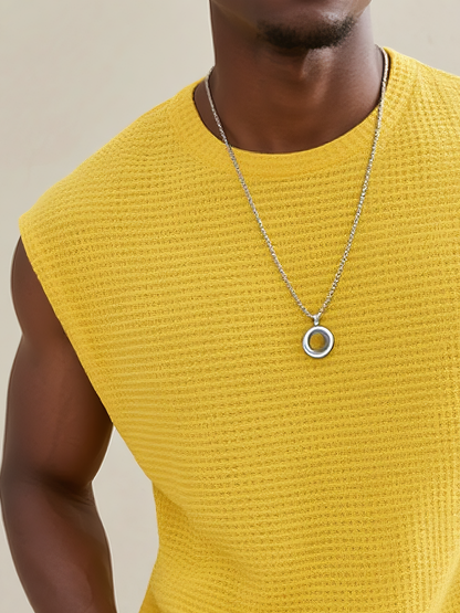 ZONNIGA — Gele Wafel Tanktop incontra Brede Schouders