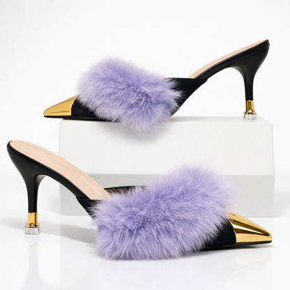 AURÉOLE — Fur-Trimmed Stiletto Heels