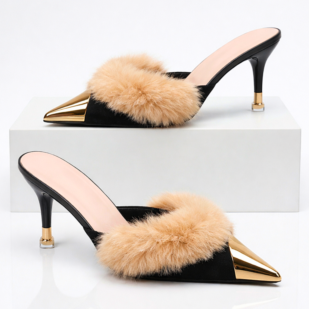 AURÉOLE — Fur-Trimmed Stiletto Heels