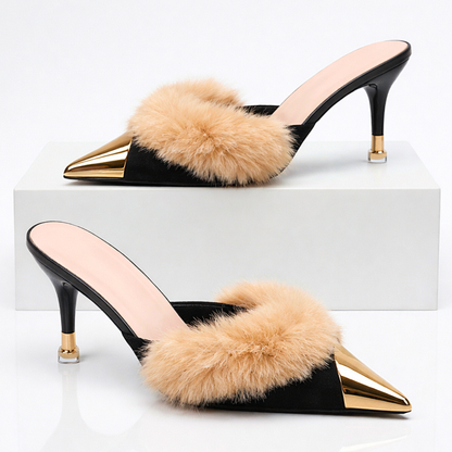 AURÉOLE — Fur-Trimmed Stiletto Heels