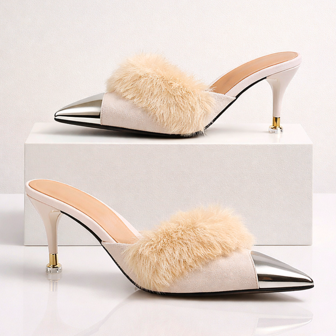 AURÉOLE — Fur-Trimmed Stiletto Heels