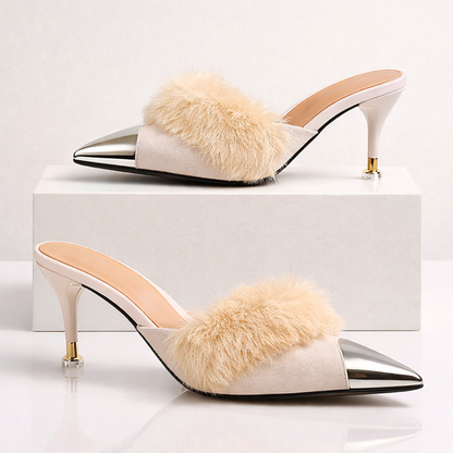 AURÉOLE — Fur-Trimmed Stiletto Heels