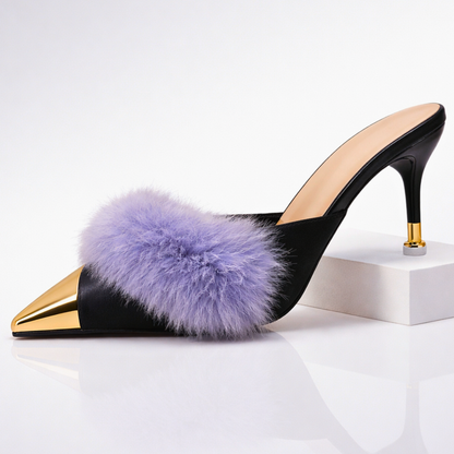 AURÉOLE — Fur-Trimmed Stiletto Heels