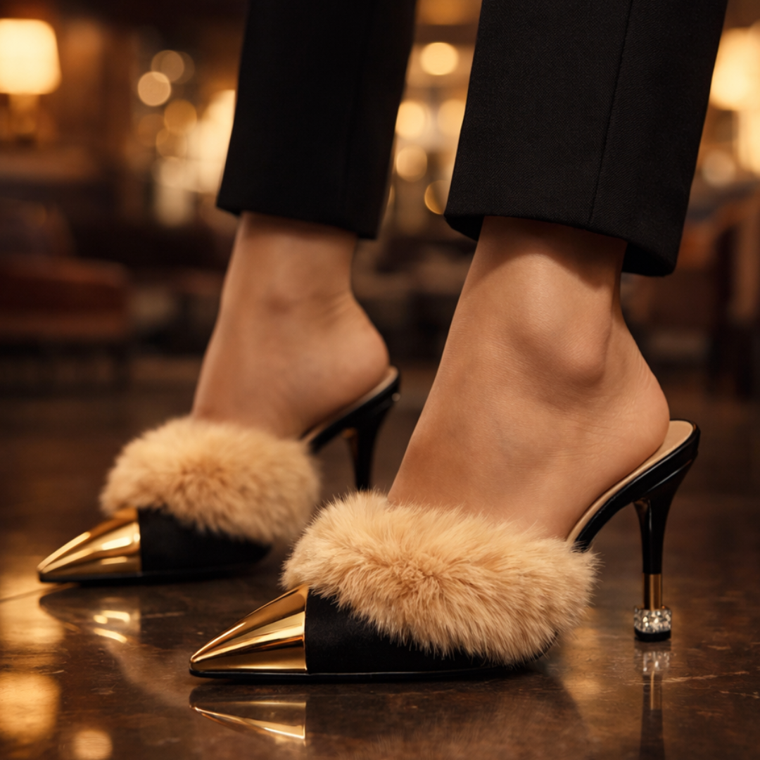 AURÉOLE — Fur-Trimmed Stiletto Heels