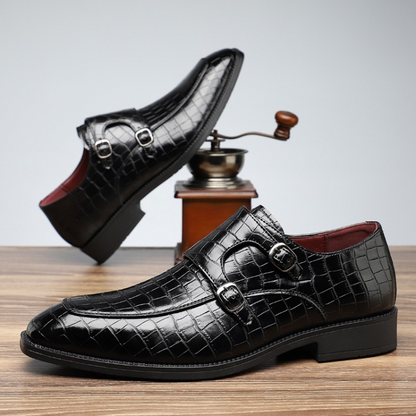 MARQUET — Leather Monk Strap Loafers
