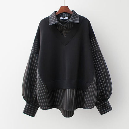 STRATIA — Pinstripe Elegance Sweater