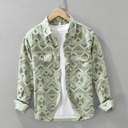 AZARIO — Patterned Cotton Shirt
