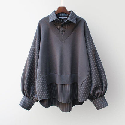 STRATIA — Pinstripe Elegance Sweater