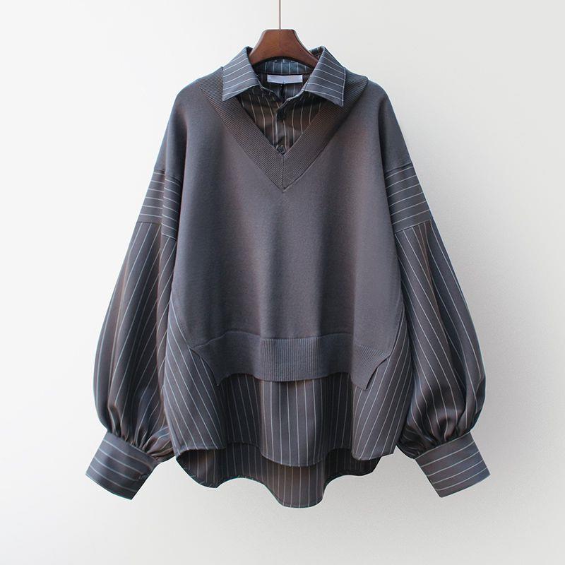 STRATIA — Pinstripe Elegance Sweater