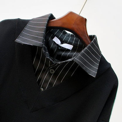 STRATIA — Pinstripe Elegance Sweater