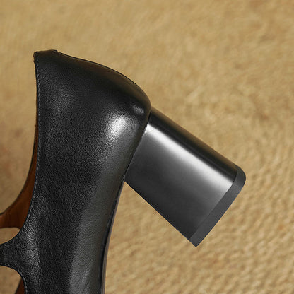 Velurelle — Leather Square-Toe Pumps