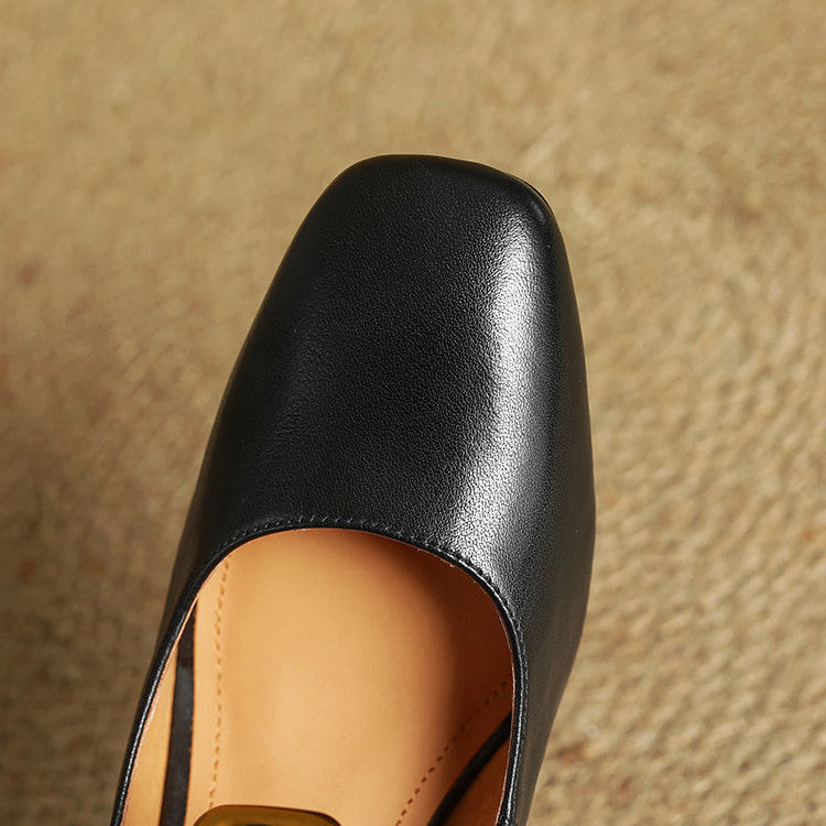Velurelle — Leather Square-Toe Pumps