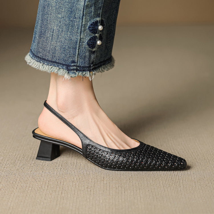 CALLIA — Woven Leather Slingbacks