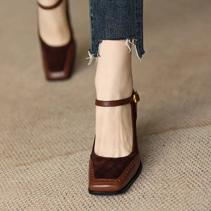 VELATTA — Leather Block Heels