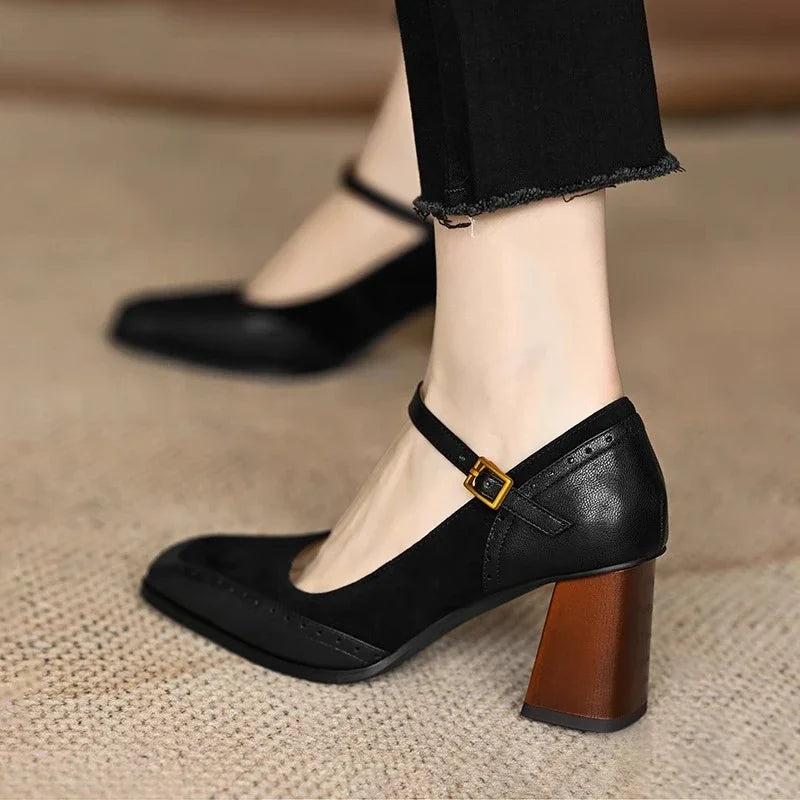 VELATTA — Leather Block Heels