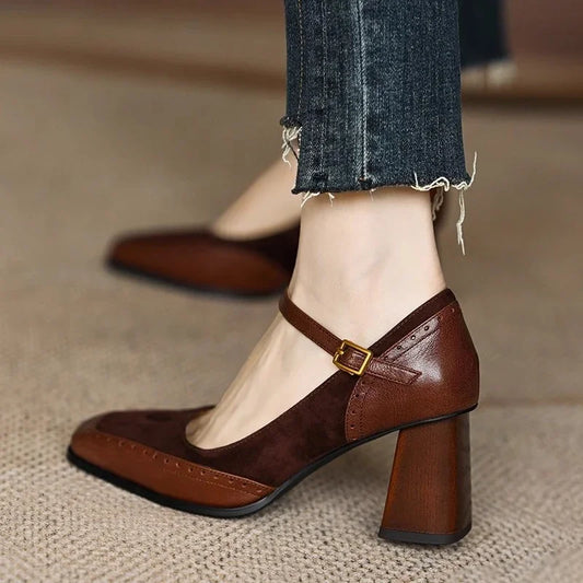 VELATTA — Leather Block Heels