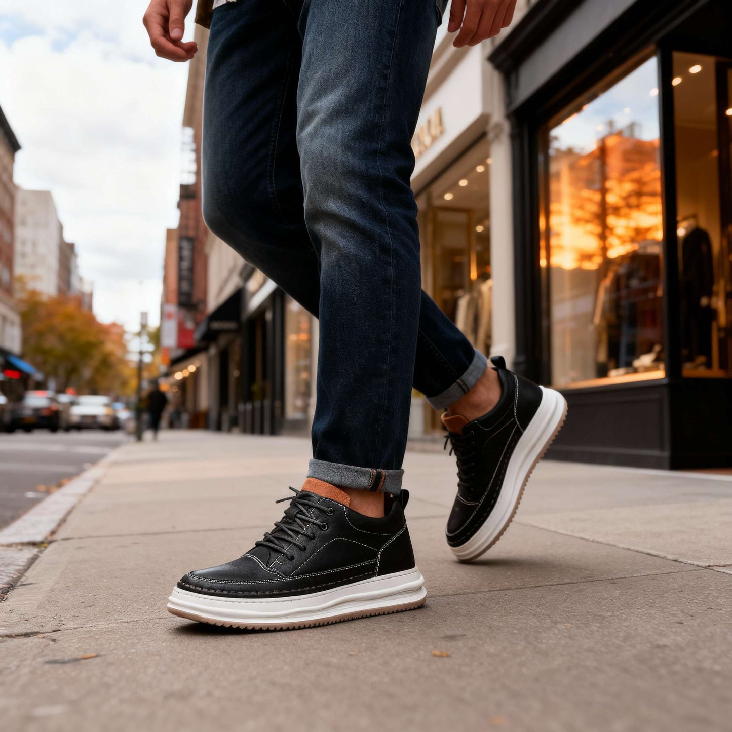 CALIANO — Textured Leather Sneakers